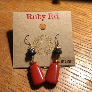 RUBY RED EARRINGS .